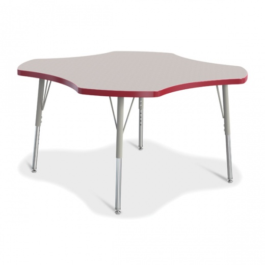 Berries Four Leaf Activity Table, E-Height - Gray/Red/Gray