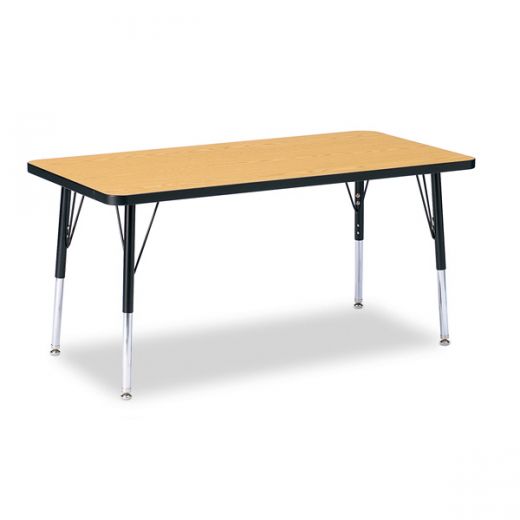 Berries Rectangle Activity Table - 24" X 48", E-Height - Oak/Black/Black