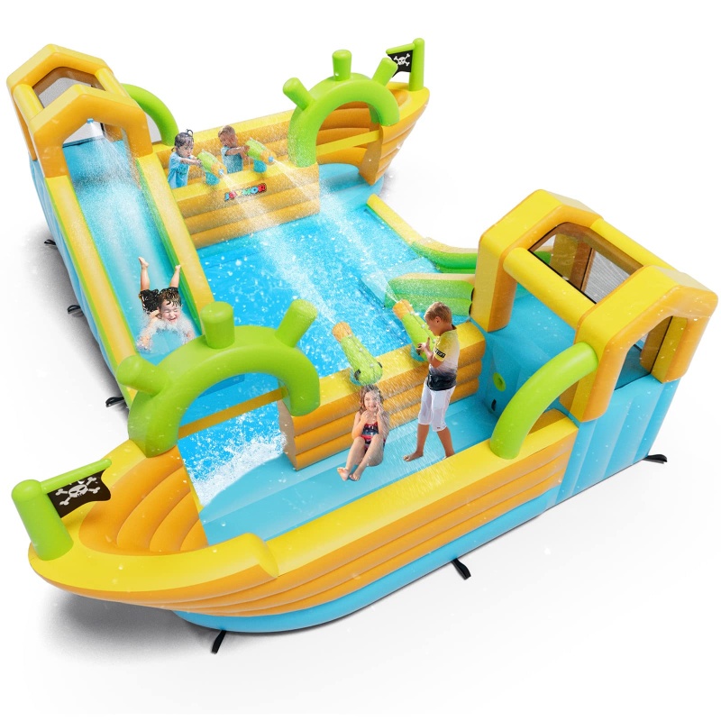 Joymor 10-in-1 Pirate Boat Inflatable Water Slide Bounce House