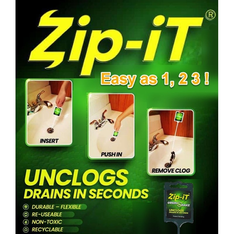 Zip It Green Snake 3 Pack Drain Cleaner