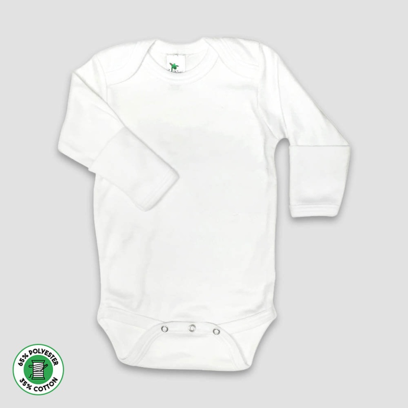 Baby Onesies Long Sleeve With Mittens – Polyester Cotton Blend – White