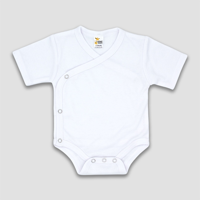 Baby Short Sleeve Kimono Wrap Bodysuits – 100% Cotton