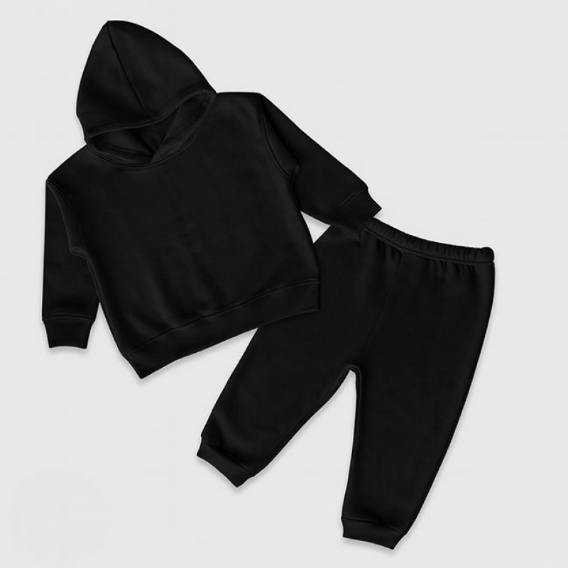 Toddler Fleece Jogger Pants And Hoodie Set – Black – 100% Polyester