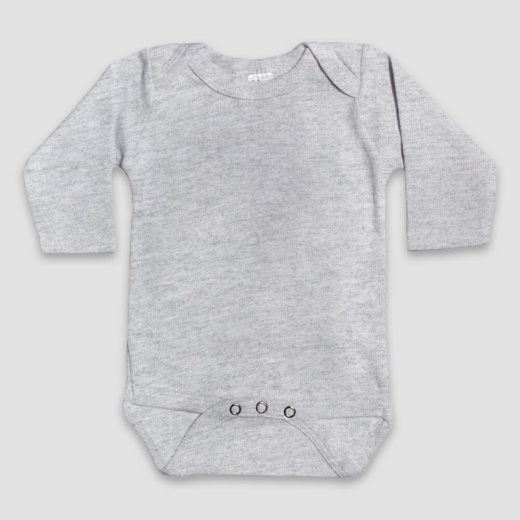 Baby Long Sleeve Onesies – Polyester Cotton Blend Color: Heather-Gray Size: 0-3m