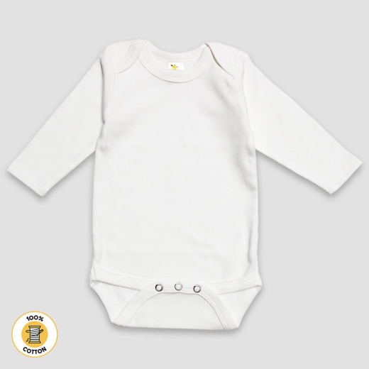 Baby Long Sleeve Onesies – Premium 100% Cotton Color: White Size: 18-24m