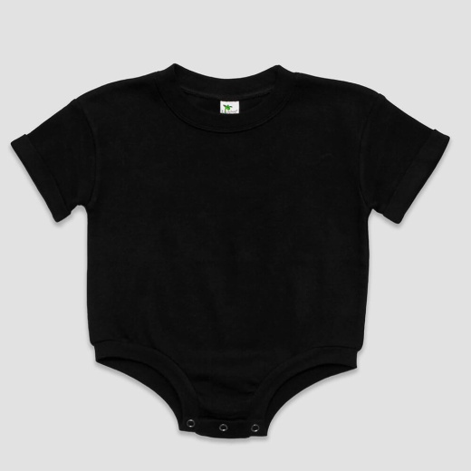 Rolled Short Sleeve Baby Bubble Rompers – Black – Polyester Cotton Blend Size: 12-18m