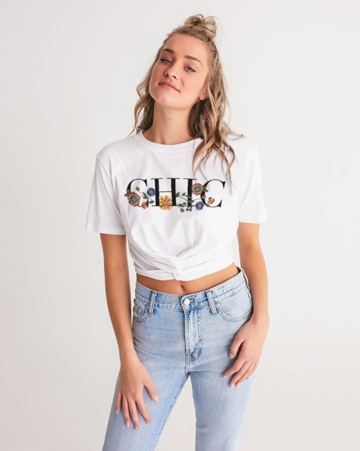 Women's Twist-Front Cropped Tee White