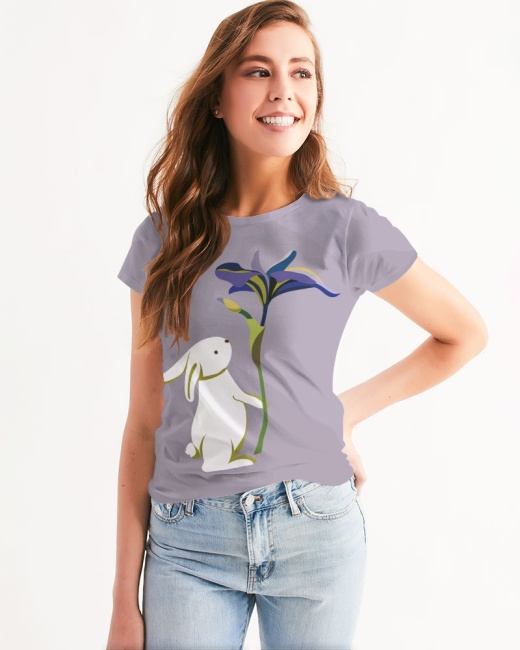 Women's Tee Bunny And Flowers