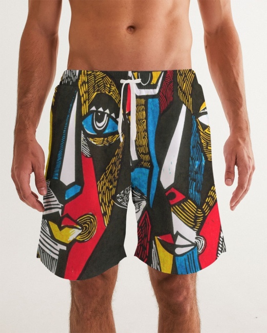Men's Swim Trunk Abstract Face
