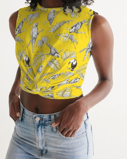 Women's Twist-Front Tank Tropical Birds