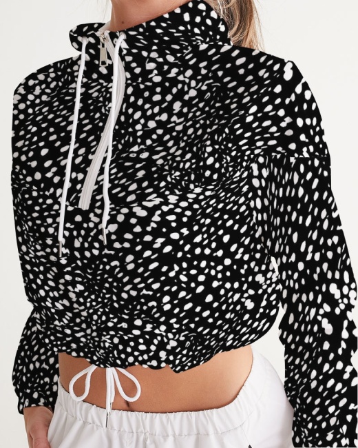 Women's Cropped Windbreaker Cheetah Black