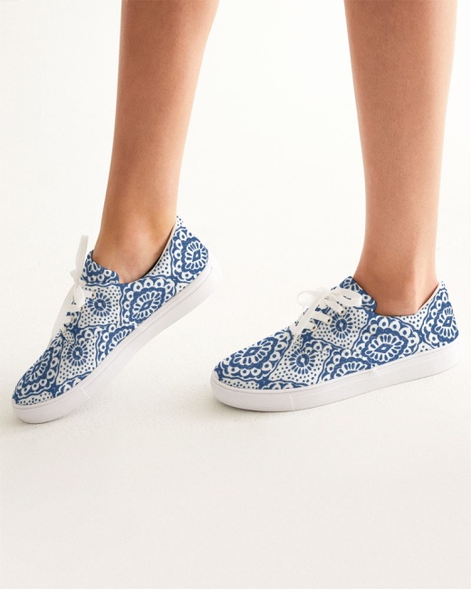 Women's Lace Up Canvas Shoes - Porcelain Collection