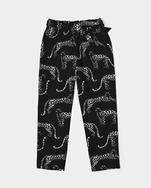 Women's Belted Tapered Pants Cheetah Silhouette
