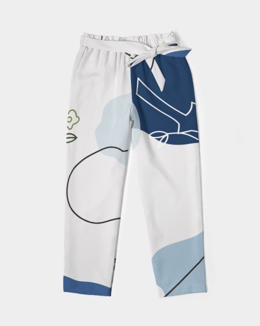 Women's Belted Tapered Pants Birds