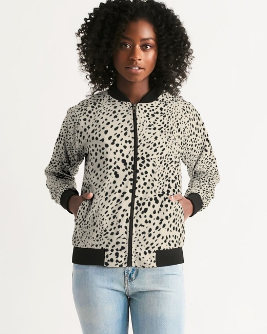 Women's Bomber Jacket Cheetah Cream