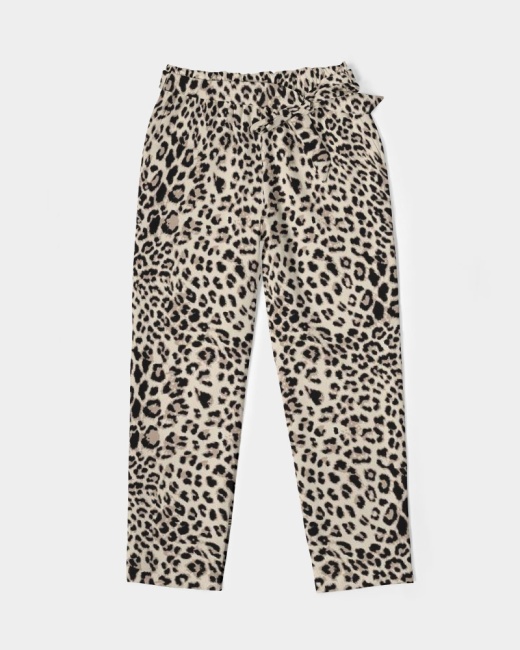 Women's Belted Tapered Pants Leopard