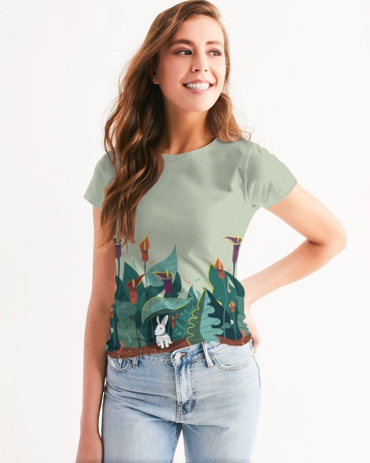 Women's Tee Bunny & Flowers