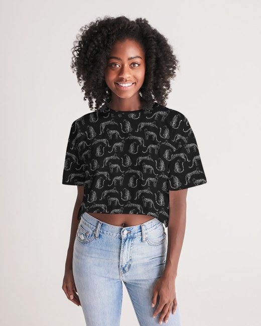 Women's Lounge Cropped Tee Cheetah Silhouette