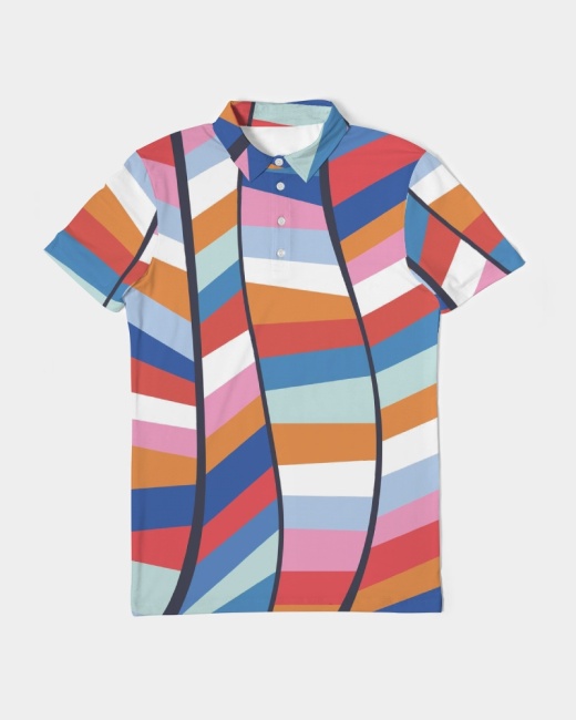 Men's Slim Fit Short Sleeve Polo Rainbow