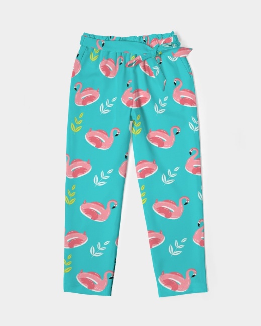 Women's Belted Tapered Pants Flamingo Floaties
