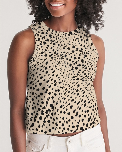 Women's Cropped Tank Cheetah Cream