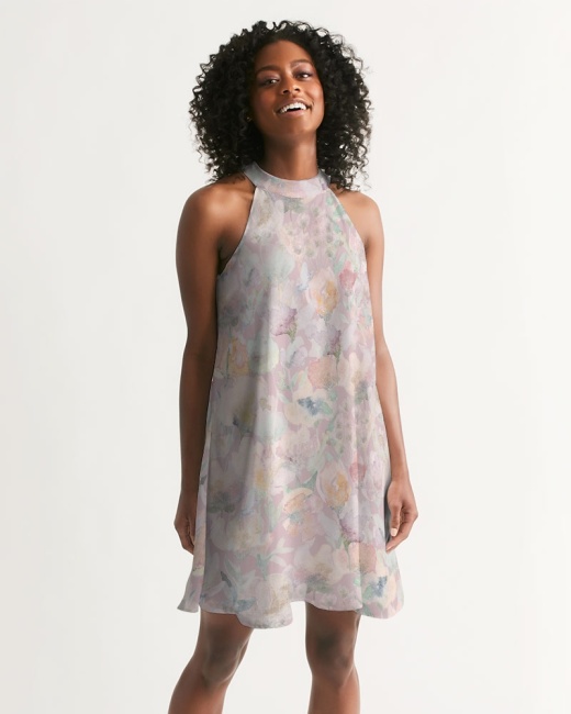 Women's Halter Dress Floral Pastels
