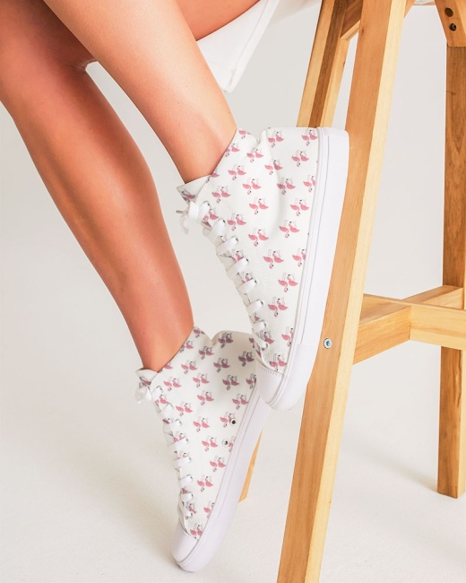 Women's Hightop Canvas Shoe Simple Flamingo