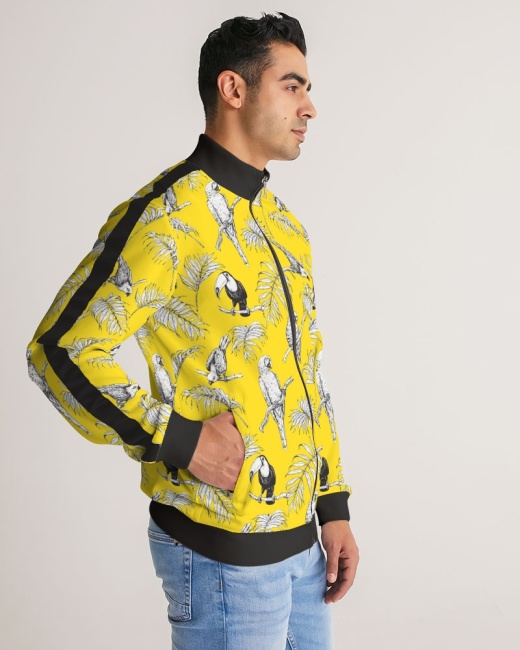 Men's Stripe-Sleeve Track Jacket Tropical Birds