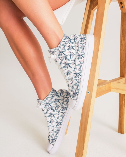 Women's Hightop Canvas Shoe Painted Leaves
