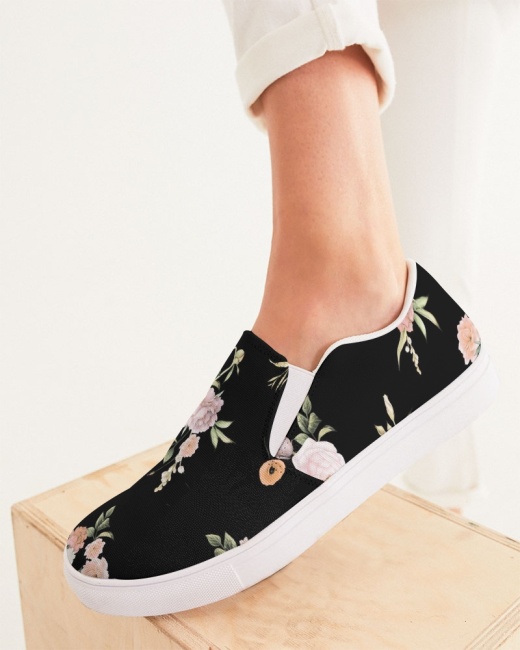 Women's Slip-On Canvas Shoes - Floral Pattern