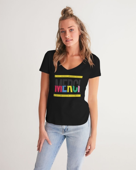 Women's V-Neck Tee Black