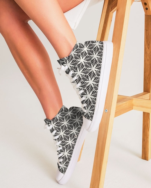 Women's Hightop Canvas Shoe Leaf Geo