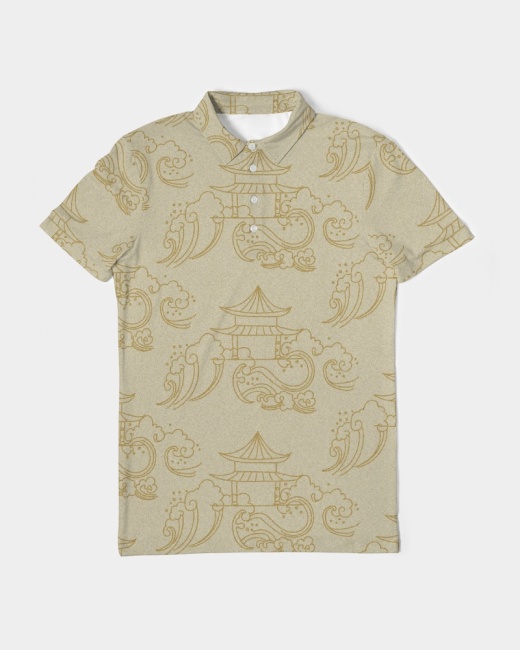 Men's Slim Fit Short Sleeve Polo Waves And Pavilion