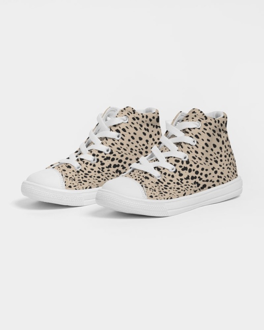 Kids Hightop Canvas Shoe Cheetah Cream