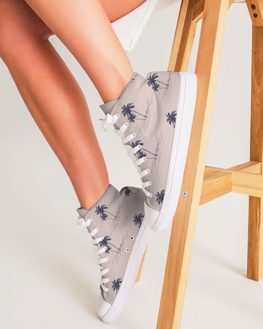 Women's High Top Canvas Shoes with Palm Trees