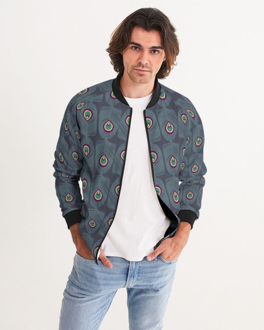 Men's Bomber Jacket Peacock Tails