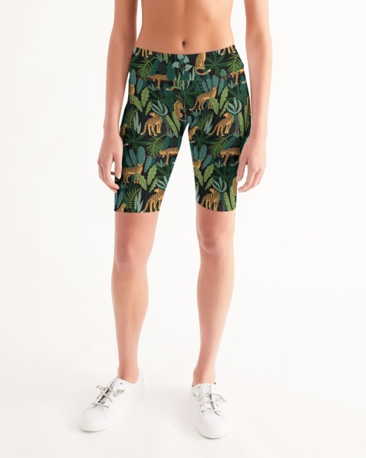 Women's Mid-Rise Bike Shorts Jungle Cheetah