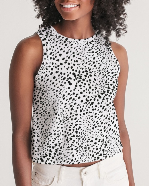 Women's Cropped Tank Cheetah White
