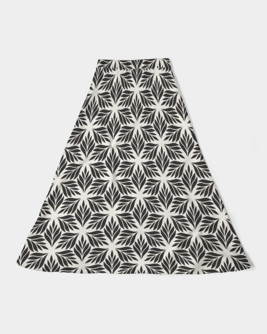 Women's A-Line Midi Skirt Leaf Geo