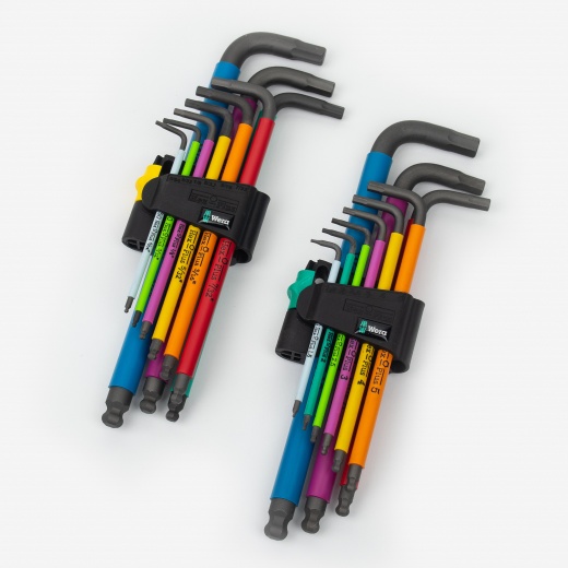 Wera 073593+022640 Multicolor Hex + Ball End Hex Metric/Sae Combo L-Key Clip Set