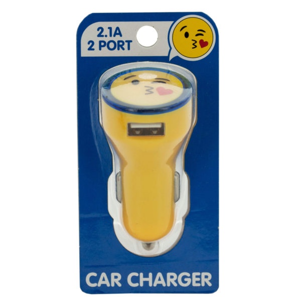 Emoticon Dual Usb Port Car Charger, Pack Of 16