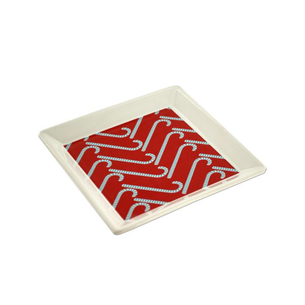 Ceramic Candy Cane Appetizer Plates Set, Pack Of 24