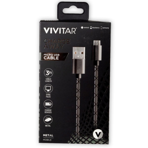 Vivitar Metallic 3' Micro Usb Cable, Pack Of 12