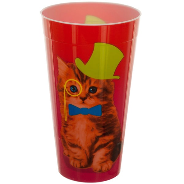Kitten With Top Hat Plastic Tumbler Cup, Pack Of 40