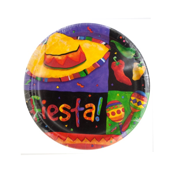 Festive Fiesta Round Party Plates, Pack Of 24