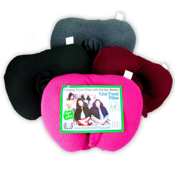 Personal Travel Pillow With Pull Out Hood, Pack Of 4