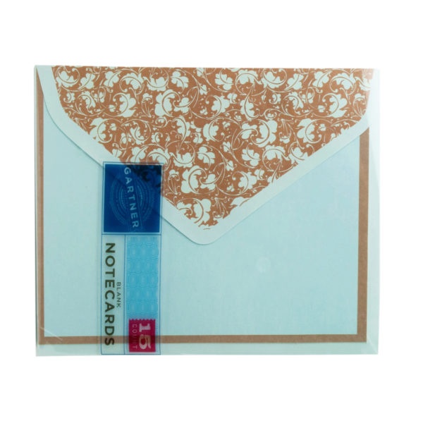 15 Count Blue And Brown Floral Notecard & Envelope Set, Pack Of 24