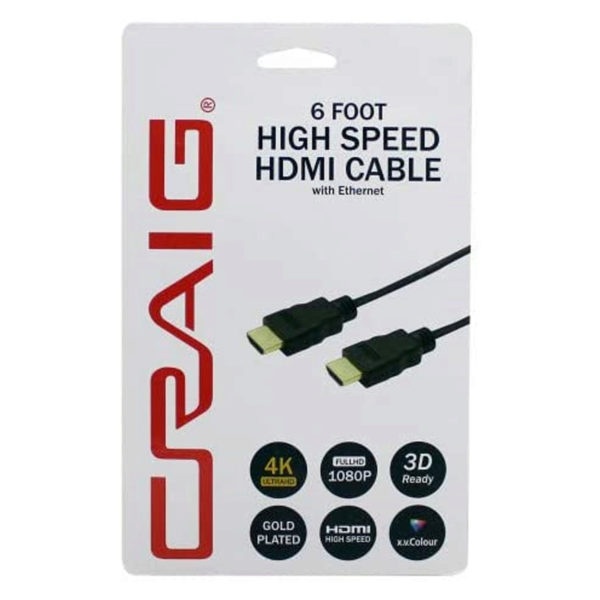 Craig 6 Foot High Speed Hdmi Cable With Ethernet, Pack Of 6