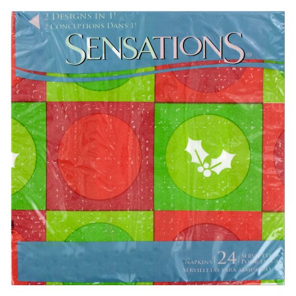 Jolly Holly Check Holiday Beverage Napkins, Pack Of 24