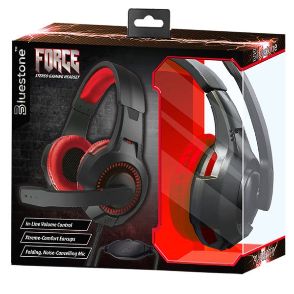Force Stereo Gaming Headphones With Microphone In Black And Red, Pack Of 2